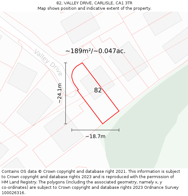 82, VALLEY DRIVE, CARLISLE, CA1 3TR: Plot and title map