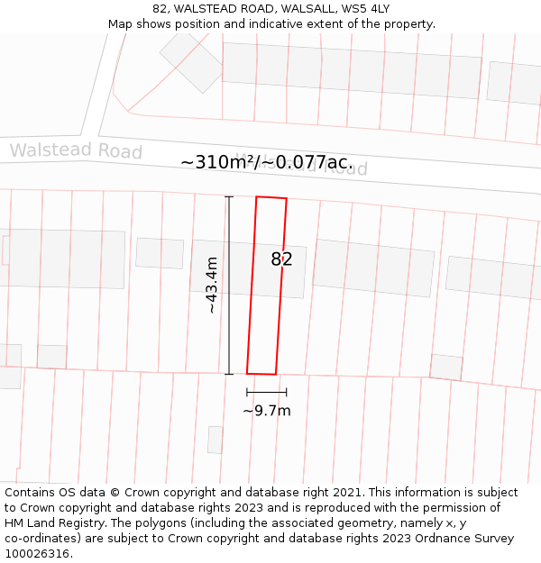82, WALSTEAD ROAD, WALSALL, WS5 4LY: Plot and title map