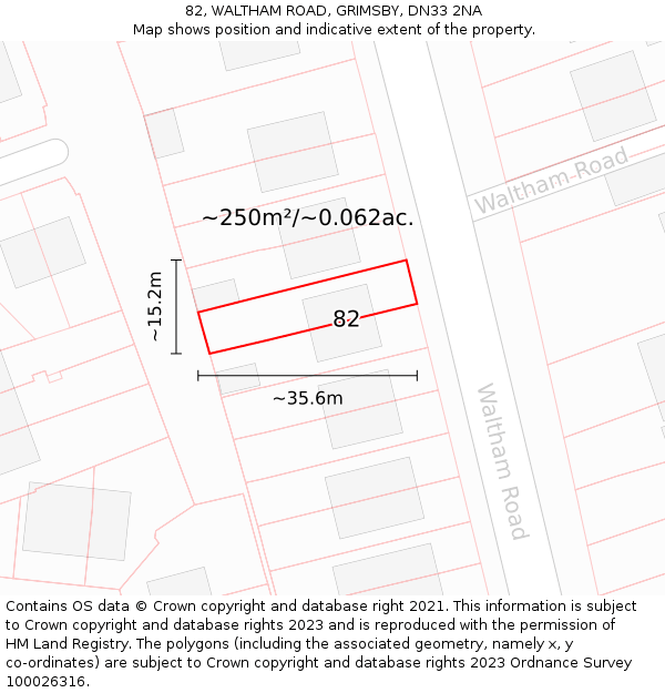 82, WALTHAM ROAD, GRIMSBY, DN33 2NA: Plot and title map