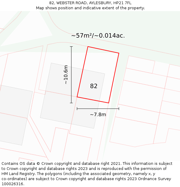 82, WEBSTER ROAD, AYLESBURY, HP21 7FL: Plot and title map