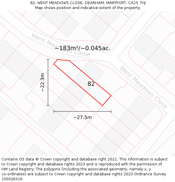 82, WENT MEADOWS CLOSE, DEARHAM, MARYPORT, CA15 7HJ: Plot and title map