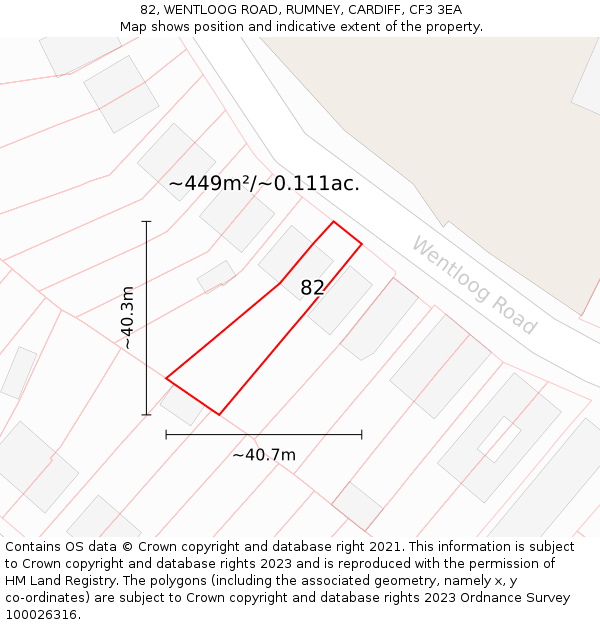 82, WENTLOOG ROAD, RUMNEY, CARDIFF, CF3 3EA: Plot and title map
