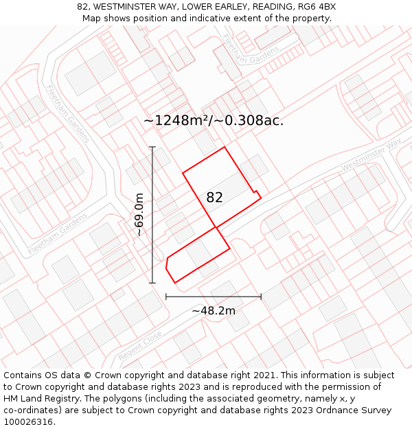 82, WESTMINSTER WAY, LOWER EARLEY, READING, RG6 4BX: Plot and title map