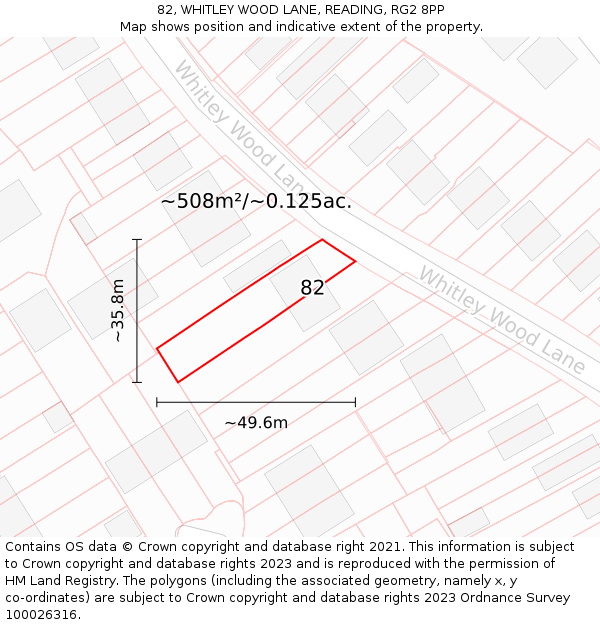 82, WHITLEY WOOD LANE, READING, RG2 8PP: Plot and title map