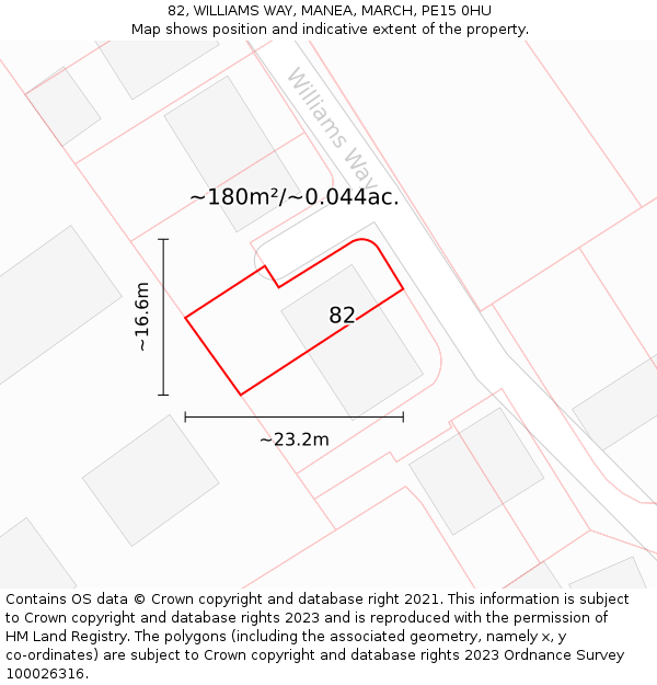 82, WILLIAMS WAY, MANEA, MARCH, PE15 0HU: Plot and title map