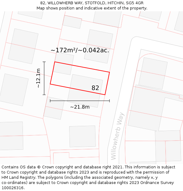 82, WILLOWHERB WAY, STOTFOLD, HITCHIN, SG5 4GR: Plot and title map