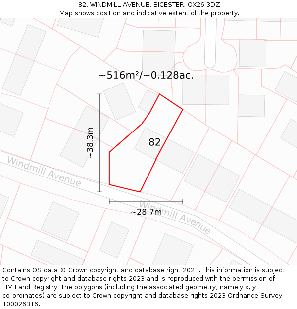 82, WINDMILL AVENUE, BICESTER, OX26 3DZ: Plot and title map