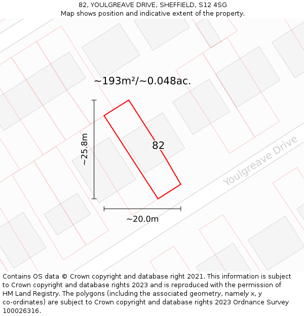 82, YOULGREAVE DRIVE, SHEFFIELD, S12 4SG: Plot and title map