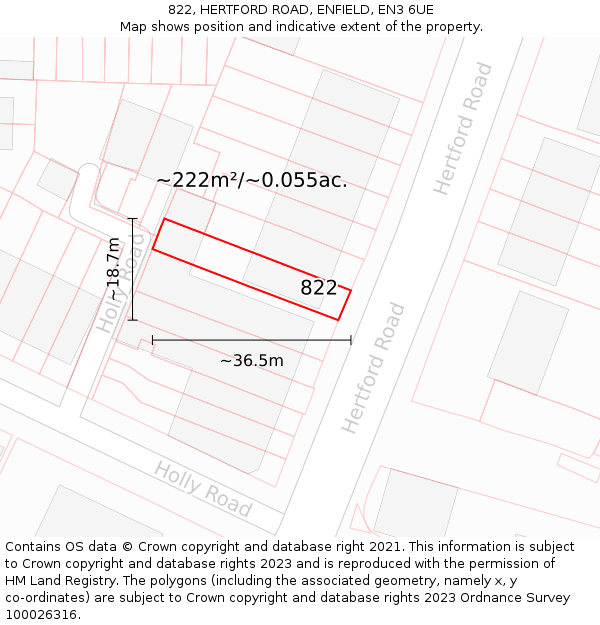 822, HERTFORD ROAD, ENFIELD, EN3 6UE: Plot and title map