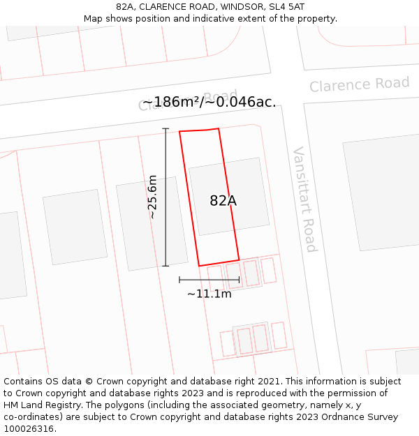 82A, CLARENCE ROAD, WINDSOR, SL4 5AT: Plot and title map