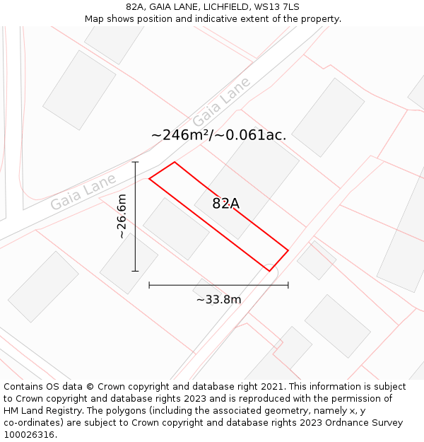 82A, GAIA LANE, LICHFIELD, WS13 7LS: Plot and title map