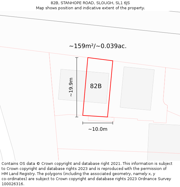 82B, STANHOPE ROAD, SLOUGH, SL1 6JS: Plot and title map