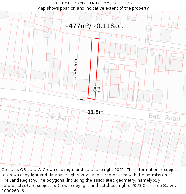 83, BATH ROAD, THATCHAM, RG18 3BD: Plot and title map