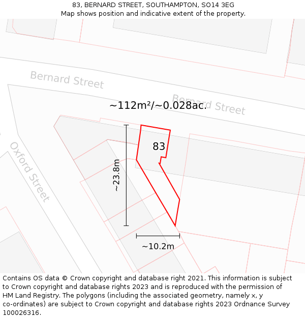 83, BERNARD STREET, SOUTHAMPTON, SO14 3EG: Plot and title map