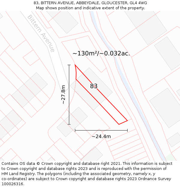 83, BITTERN AVENUE, ABBEYDALE, GLOUCESTER, GL4 4WG: Plot and title map