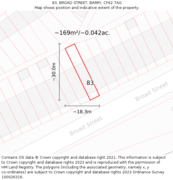 83, BROAD STREET, BARRY, CF62 7AG: Plot and title map