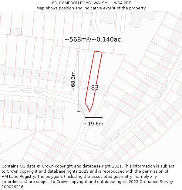 83, CAMERON ROAD, WALSALL, WS4 2ET: Plot and title map