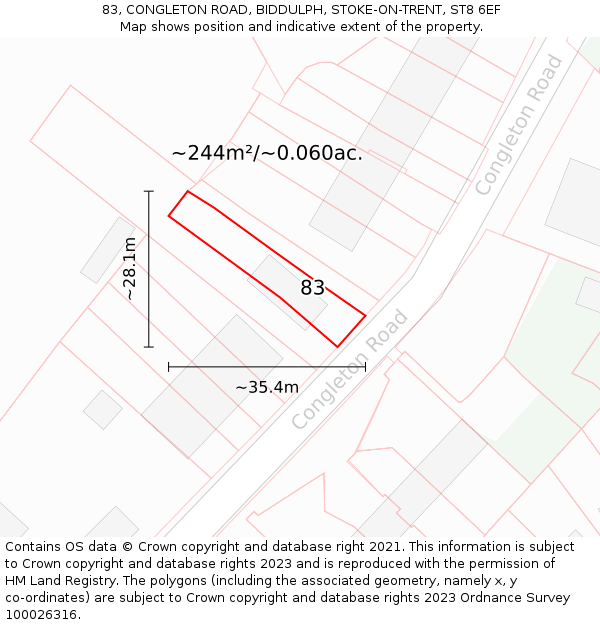 83, CONGLETON ROAD, BIDDULPH, STOKE-ON-TRENT, ST8 6EF: Plot and title map