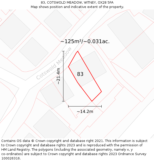 83, COTSWOLD MEADOW, WITNEY, OX28 5FA: Plot and title map