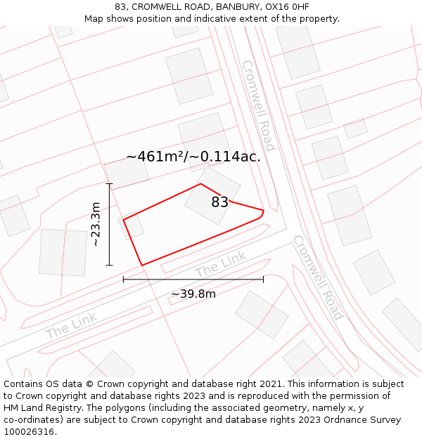 83, CROMWELL ROAD, BANBURY, OX16 0HF: Plot and title map