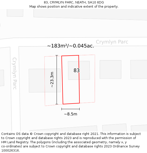 83, CRYMLYN PARC, NEATH, SA10 6DG: Plot and title map