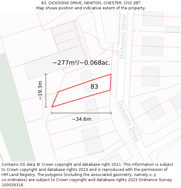 83, DICKSONS DRIVE, NEWTON, CHESTER, CH2 2BT: Plot and title map