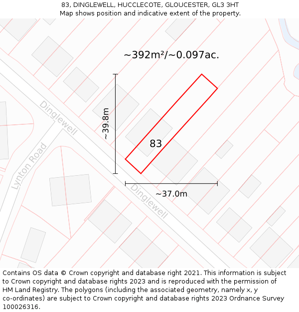 83, DINGLEWELL, HUCCLECOTE, GLOUCESTER, GL3 3HT: Plot and title map