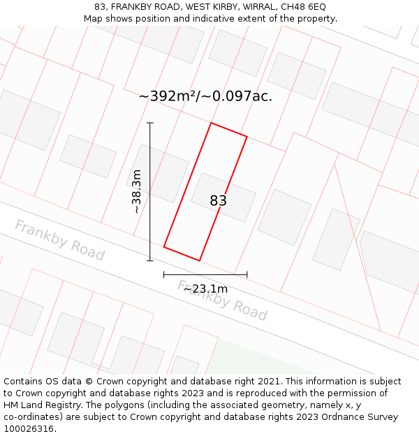 83, FRANKBY ROAD, WEST KIRBY, WIRRAL, CH48 6EQ: Plot and title map