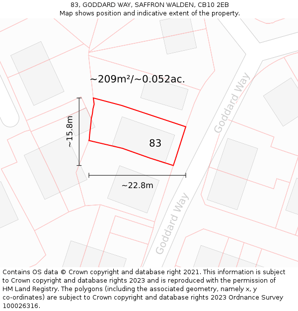 83, GODDARD WAY, SAFFRON WALDEN, CB10 2EB: Plot and title map