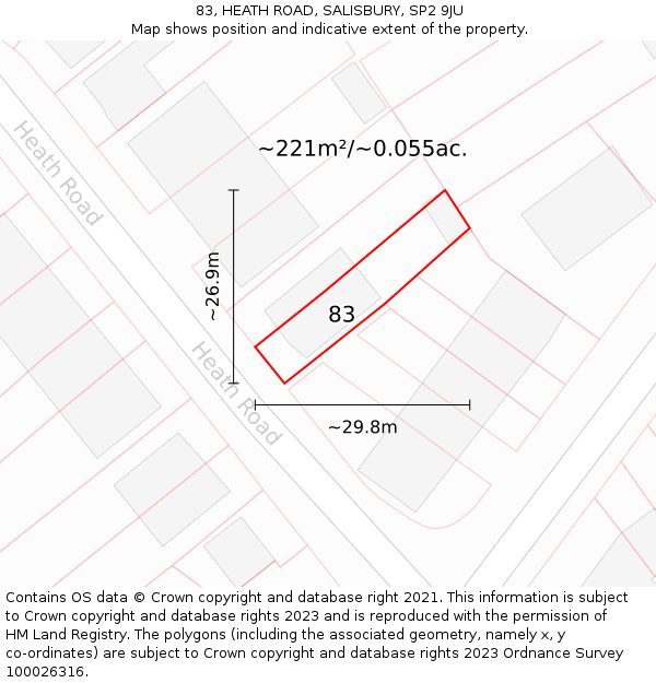 83, HEATH ROAD, SALISBURY, SP2 9JU: Plot and title map