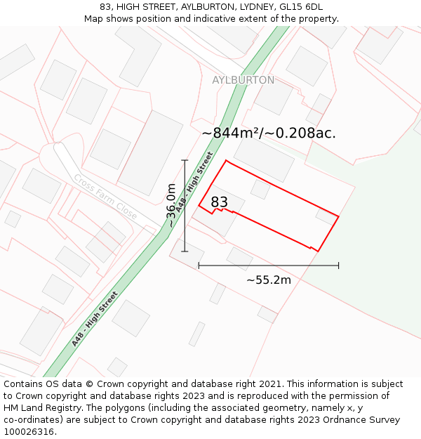83, HIGH STREET, AYLBURTON, LYDNEY, GL15 6DL: Plot and title map