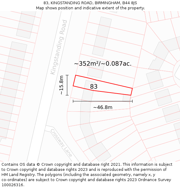 83, KINGSTANDING ROAD, BIRMINGHAM, B44 8JS: Plot and title map