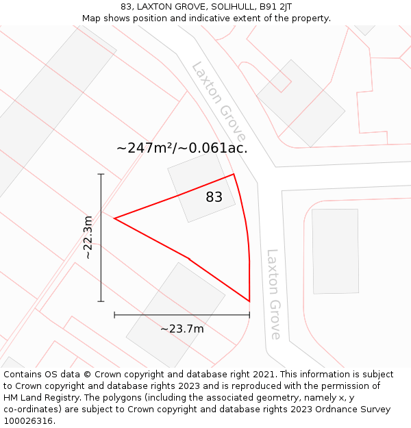 83, LAXTON GROVE, SOLIHULL, B91 2JT: Plot and title map