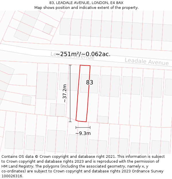 83, LEADALE AVENUE, LONDON, E4 8AX: Plot and title map
