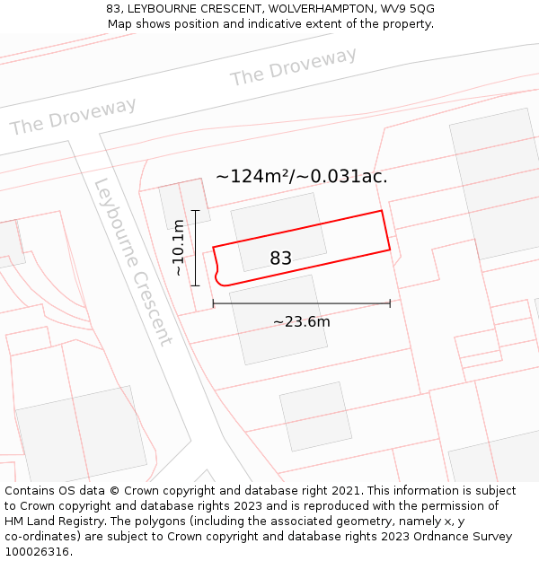 83, LEYBOURNE CRESCENT, WOLVERHAMPTON, WV9 5QG: Plot and title map