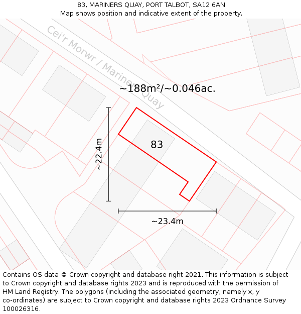 83, MARINERS QUAY, PORT TALBOT, SA12 6AN: Plot and title map