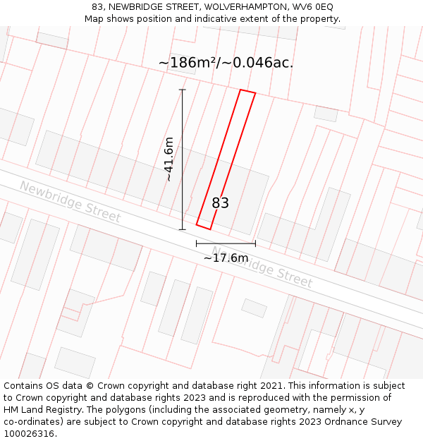 83, NEWBRIDGE STREET, WOLVERHAMPTON, WV6 0EQ: Plot and title map