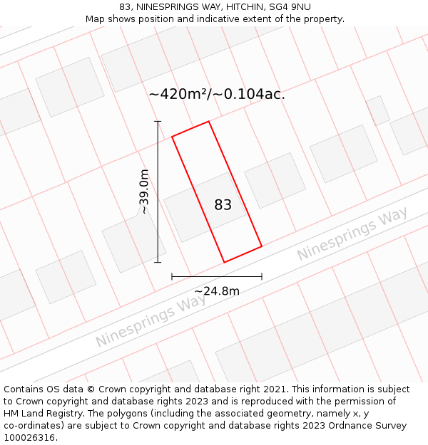 83, NINESPRINGS WAY, HITCHIN, SG4 9NU: Plot and title map