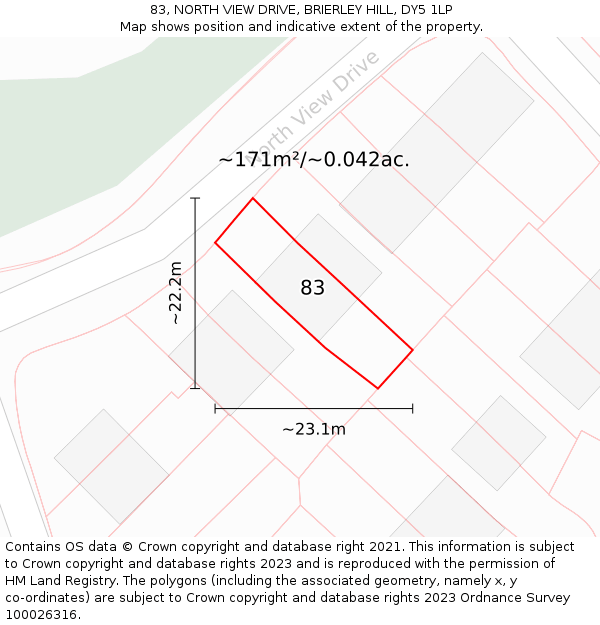 83, NORTH VIEW DRIVE, BRIERLEY HILL, DY5 1LP: Plot and title map