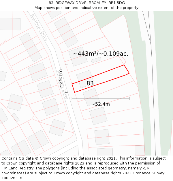 83, RIDGEWAY DRIVE, BROMLEY, BR1 5DG: Plot and title map
