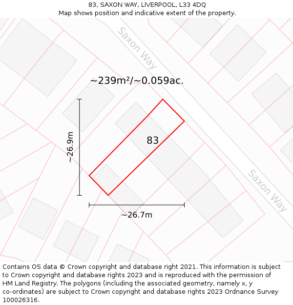 83, SAXON WAY, LIVERPOOL, L33 4DQ: Plot and title map