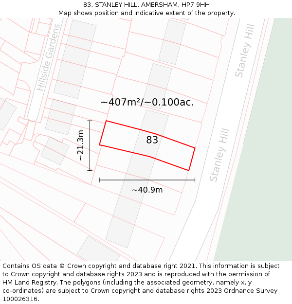 83, STANLEY HILL, AMERSHAM, HP7 9HH: Plot and title map