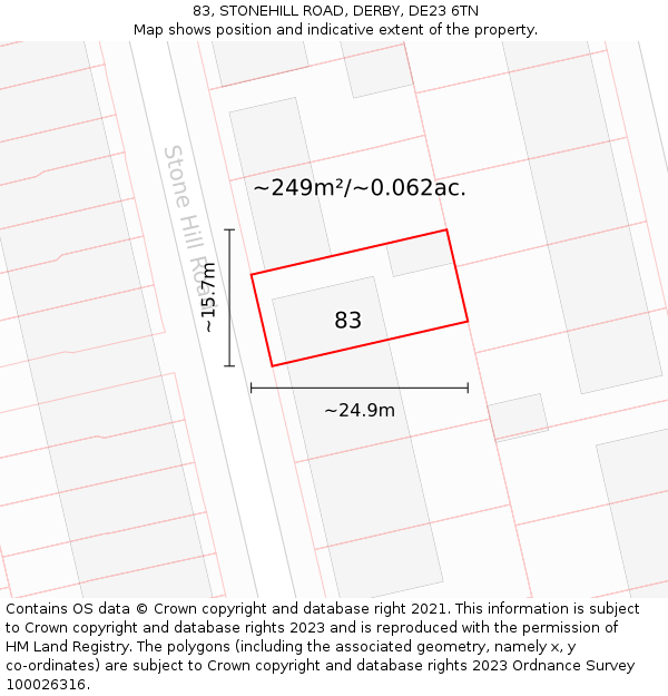 83, STONEHILL ROAD, DERBY, DE23 6TN: Plot and title map