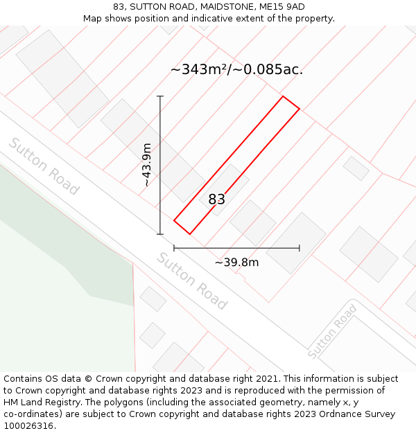 83, SUTTON ROAD, MAIDSTONE, ME15 9AD: Plot and title map