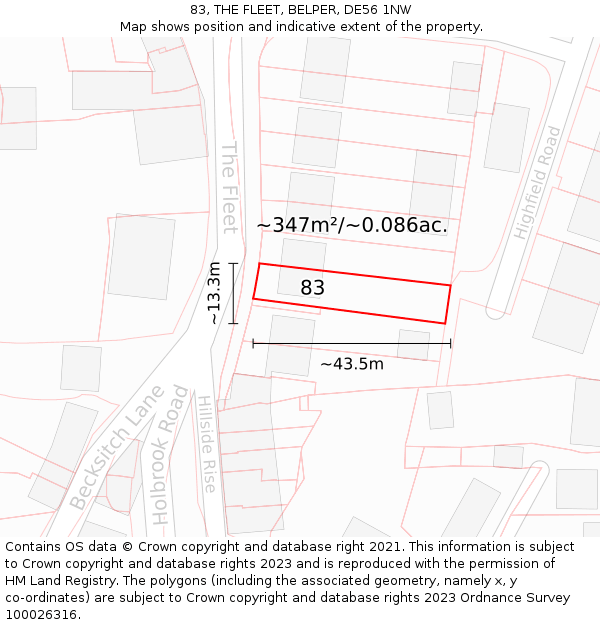83, THE FLEET, BELPER, DE56 1NW: Plot and title map