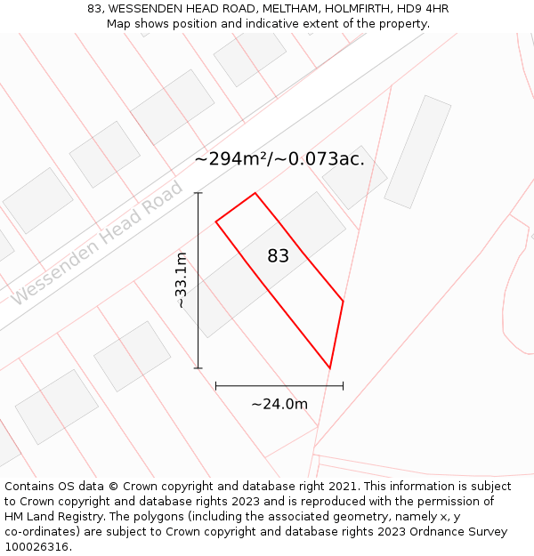 83, WESSENDEN HEAD ROAD, MELTHAM, HOLMFIRTH, HD9 4HR: Plot and title map