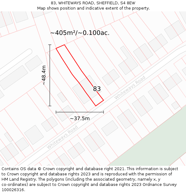 83, WHITEWAYS ROAD, SHEFFIELD, S4 8EW: Plot and title map