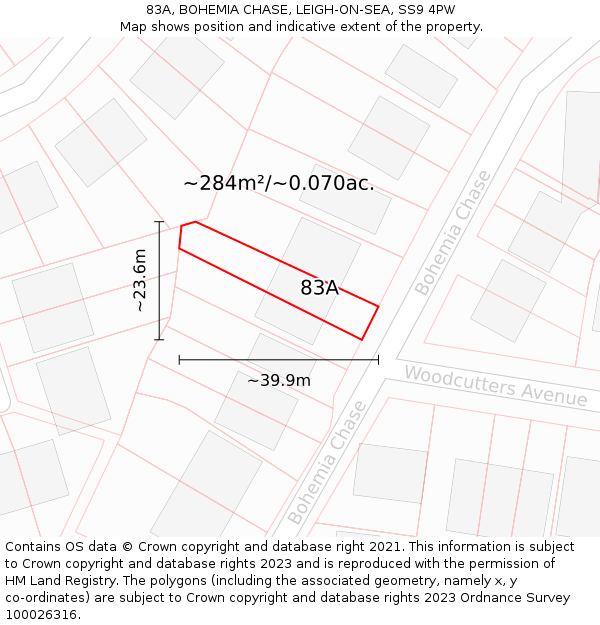 83A, BOHEMIA CHASE, LEIGH-ON-SEA, SS9 4PW: Plot and title map