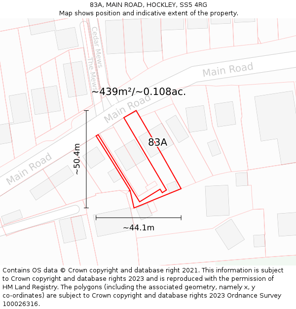 83A, MAIN ROAD, HOCKLEY, SS5 4RG: Plot and title map