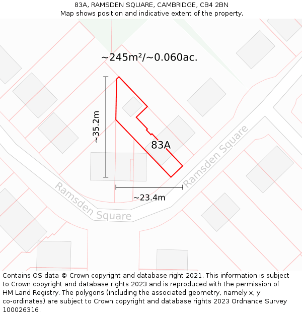 83A, RAMSDEN SQUARE, CAMBRIDGE, CB4 2BN: Plot and title map